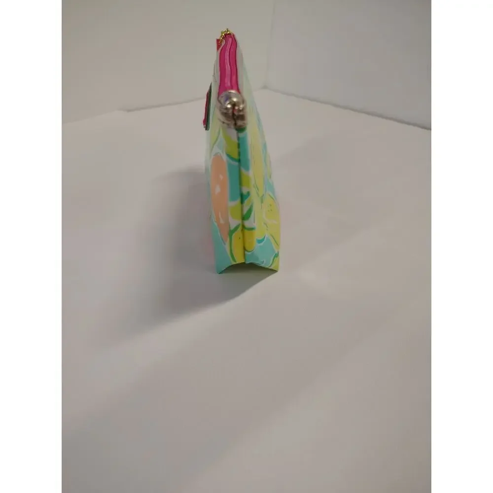 Lilly Pulitzer Estee Lauder NEW Cosmetic Makeup Bag Citrus Summer PVC Pink Blue